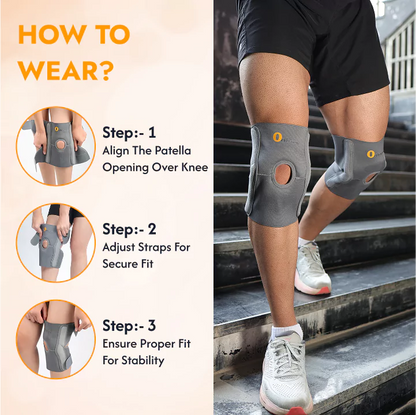 Elastic Knee Support Brace with Side Stabilizer